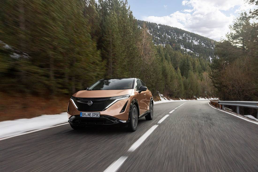 Nissan Ariya (2023) driving, front view